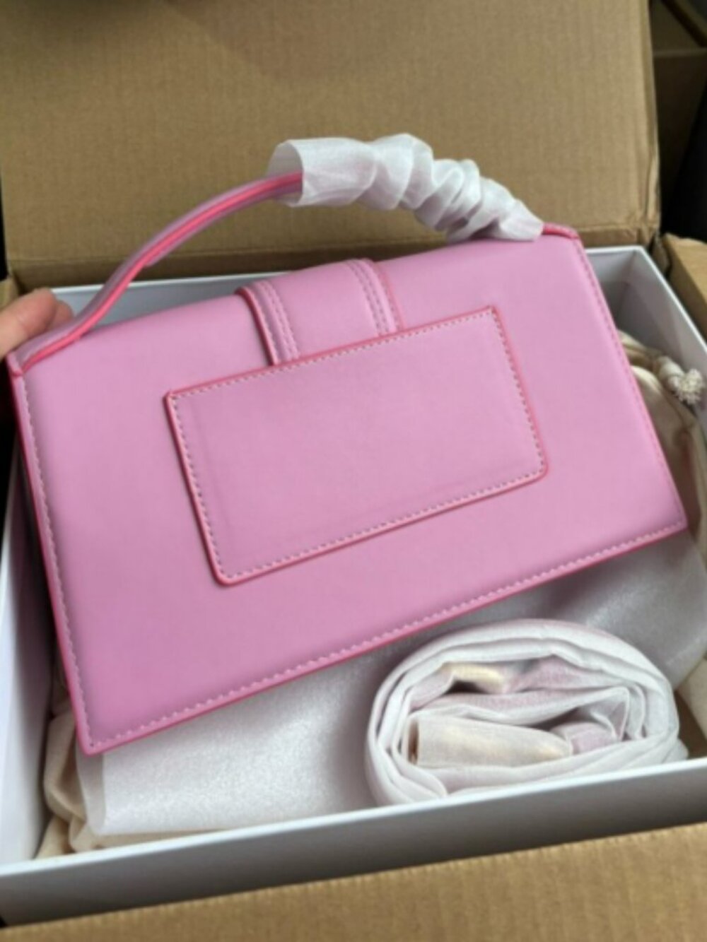 Jacquemus Le Bambino Long Medium Pink Leather Crossbody Bag - Picture 3 of 7